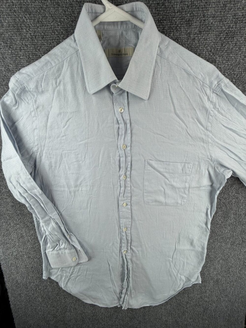 Ermenegildo Zegna Long Sleeve Button Up Shirt Blue Size 16 Soft Combed Cotton
